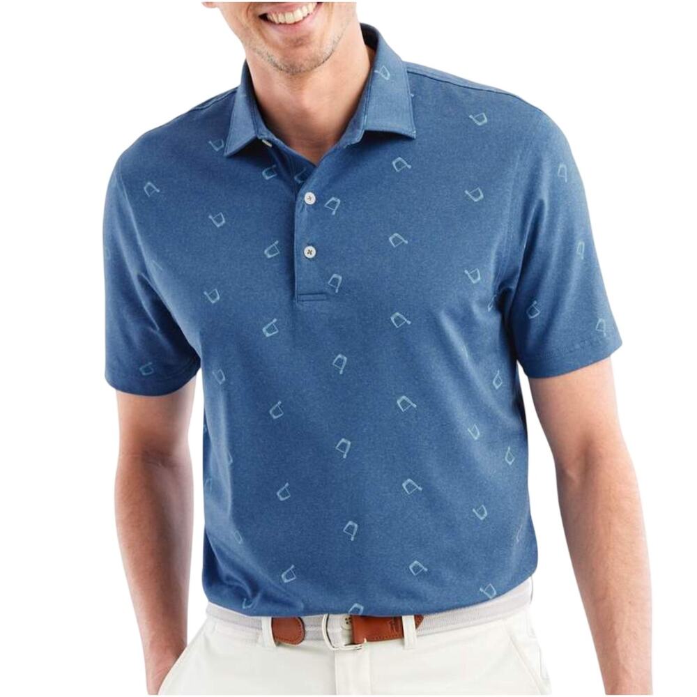 Johnnie-O Men's Large Blue Lake Cocktail Print Polo‎ Shirt